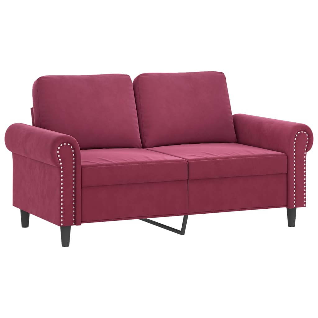 Set di Divani 3 pz con Cuscini Rosso Vino in Velluto | homemem39