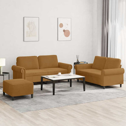 Set di Divani 3 pz con Cuscini Marrone in Velluto | homemem39