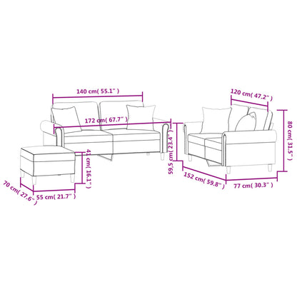Set di Divani 3 pz con Cuscini Grigio Scuro in Velluto | homemem39