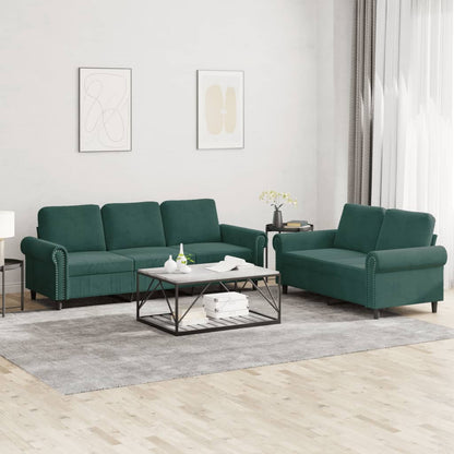 Set di Divani 2 pz con Cuscini Verde scuro in Velluto - homemem39