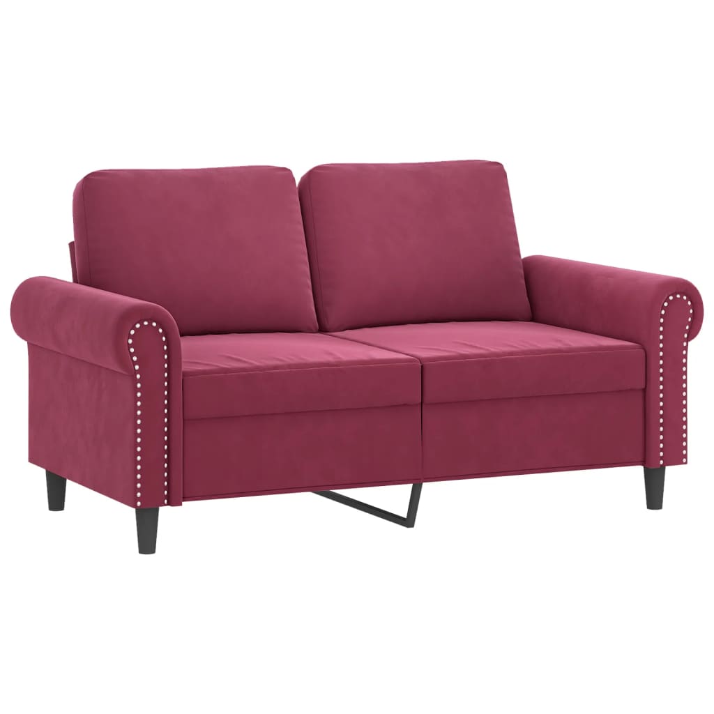 Set di Divani 2 pz con Cuscini Rosso Vino in Velluto | homemem39
