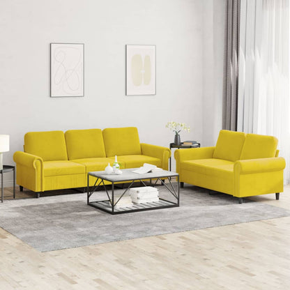 Set di Divani 2 pz con Cuscini giallo in Velluto - homemem39