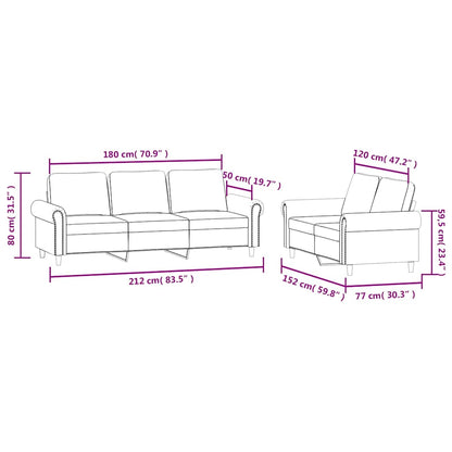 Set di Divani 2 pz con Cuscini Marrone in Velluto | homemem39