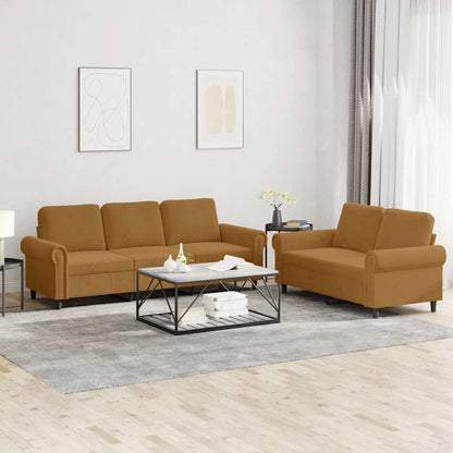 Set di Divani 2 pz con Cuscini Marrone in Velluto | homemem39