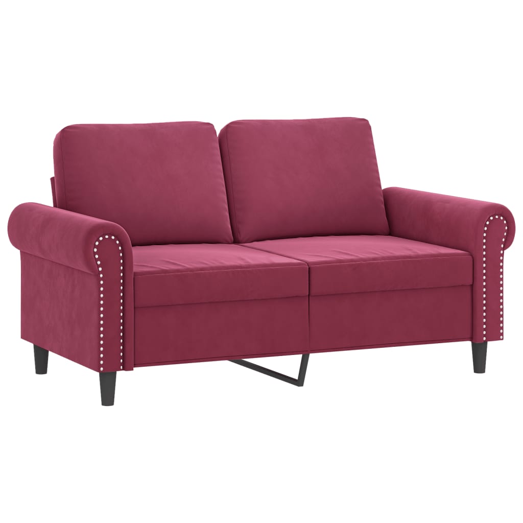 Set di Divani 3 pz con Cuscini Rosso Vino in Velluto | homemem39