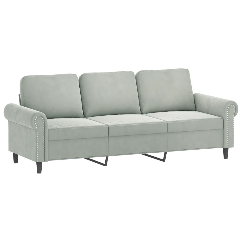 Set di Divani 2 pz con Cuscini Grigio Chiaro in Velluto | homemem39