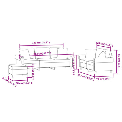 Set di Divani 3 pz con Cuscini Grigio Chiaro in Velluto | homemem39