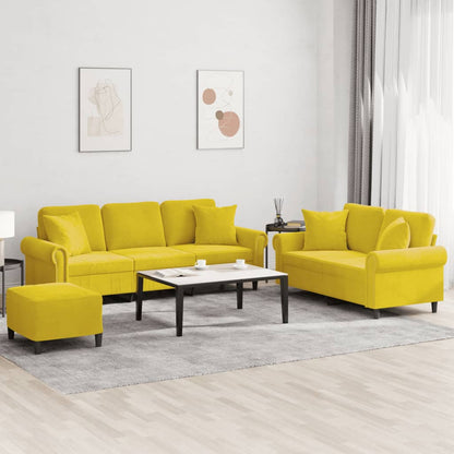 Set di Divani 3 pz con Cuscini Giallo in Velluto - homemem39