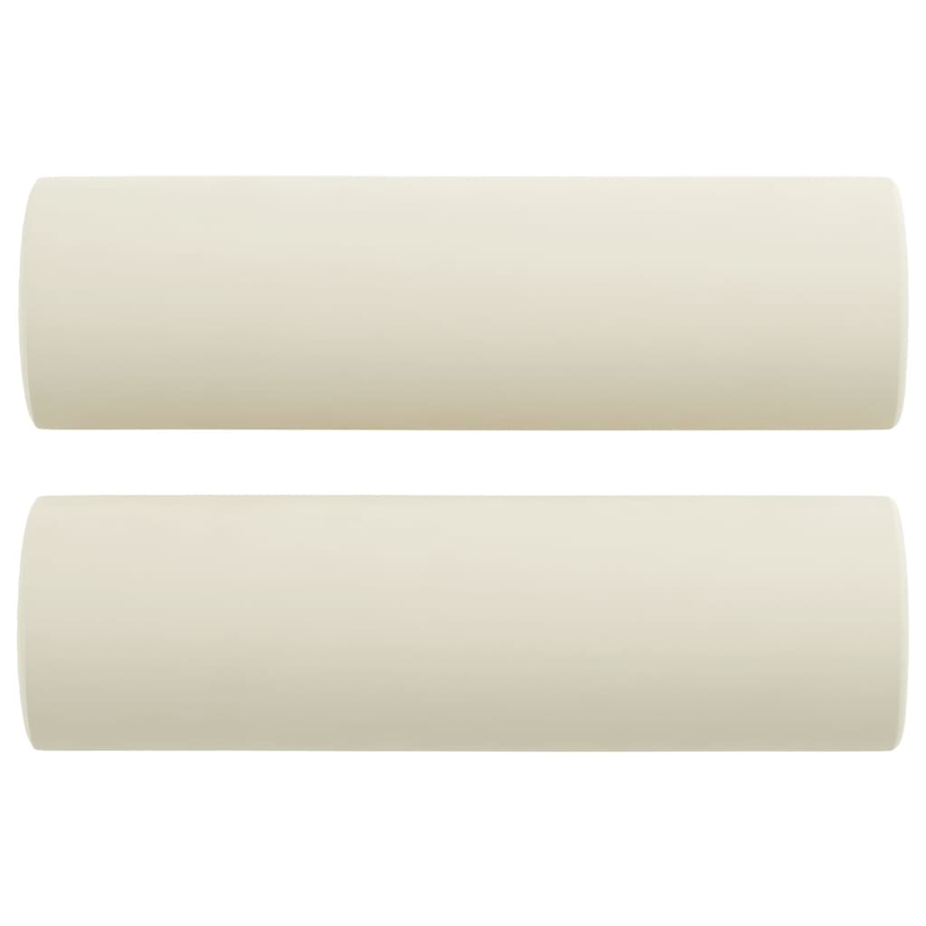 Set di Divani 3 pz con Cuscini Crema in Velluto