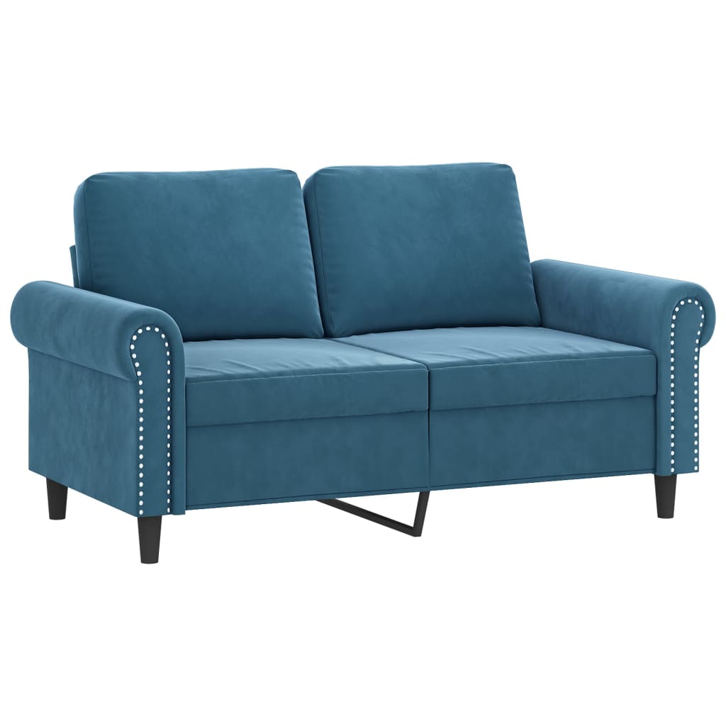 Set di Divani 3 pz con Cuscini Blu in Velluto | homemem39