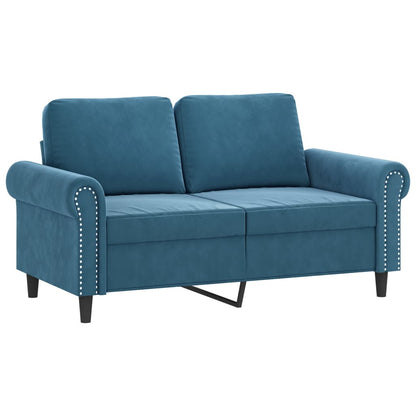 Set di Divani 3 pz con Cuscini Blu in Velluto | homemem39