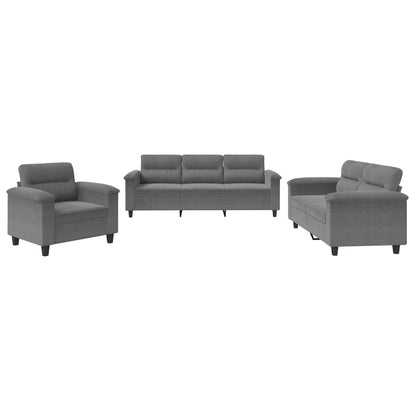 Set Divani 3 pz con Cuscini Grigio Scuro in Tessuto Microfibra | homemem39