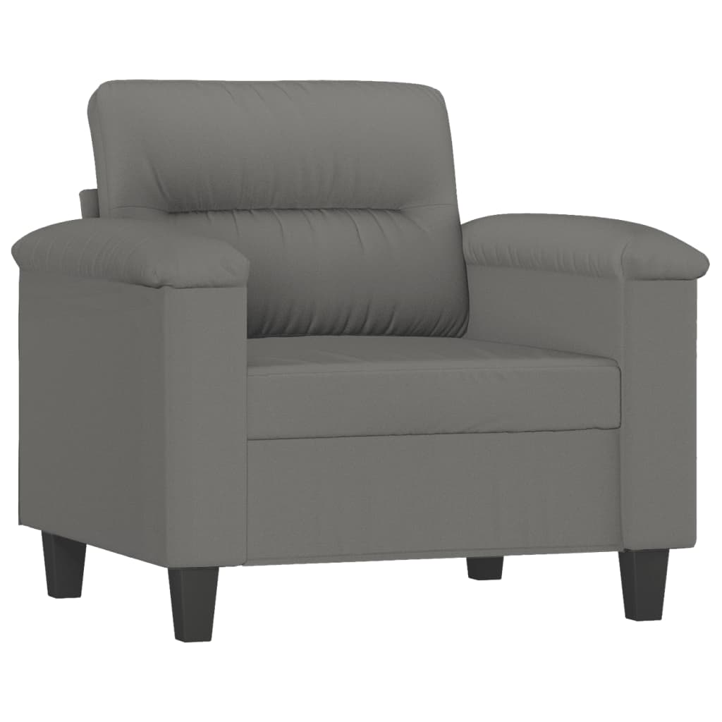 Set Divani 3 pz con Cuscini Grigio Scuro in Tessuto Microfibra | homemem39