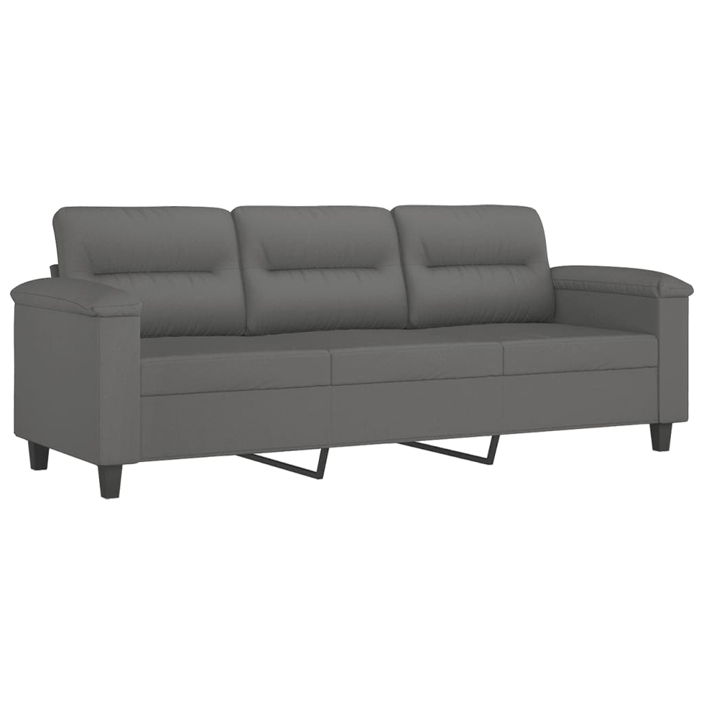 Set Divani 3 pz con Cuscini Grigio Scuro in Tessuto Microfibra | homemem39