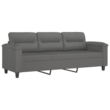 Set Divani 3 pz con Cuscini Grigio Scuro in Tessuto Microfibra | homemem39