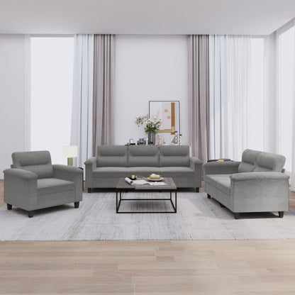 Set Divani 3 pz con Cuscini Grigio Scuro in Tessuto Microfibra | homemem39