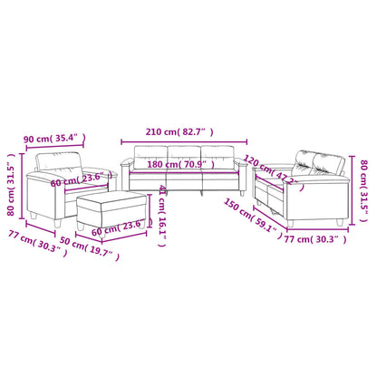 Set Divani 4 pz con Cuscini Beige in Tessuto Microfibra