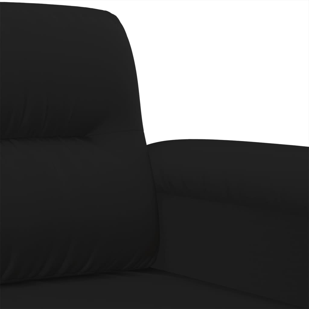Set Divani 3 pz con Cuscini Nero in Tessuto Microfibra | homemem39
