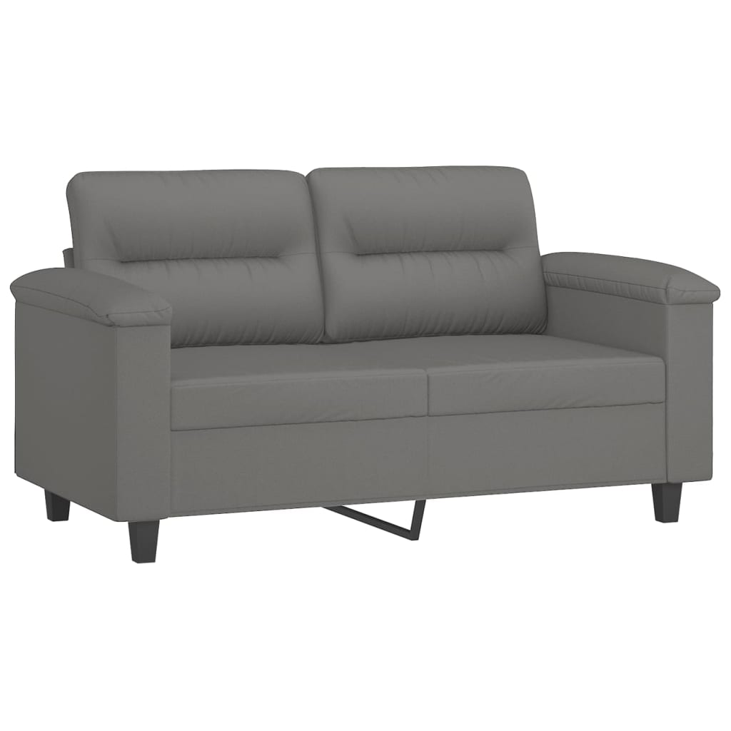Set Divani 2 pz con Cuscini Grigio Scuro in Tessuto Microfibra | homemem39