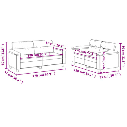 Set Divani 2 pz con Cuscini Grigio Scuro in Tessuto Microfibra | homemem39