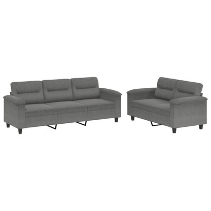 Set Divani 2 pz con Cuscini Grigio Scuro in Tessuto Microfibra | homemem39