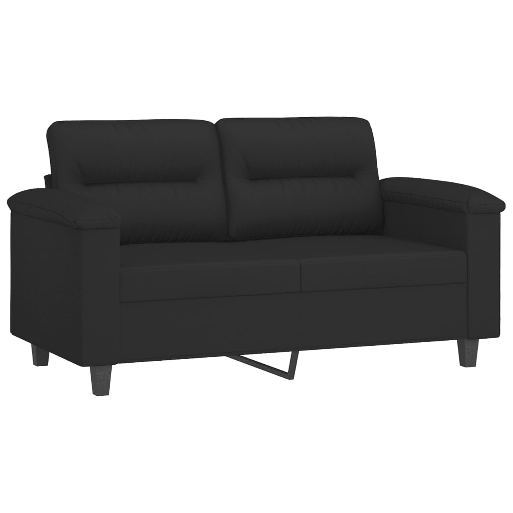 Set Divani 2 pz con Cuscini Nero in Tessuto Microfibra | homemem39