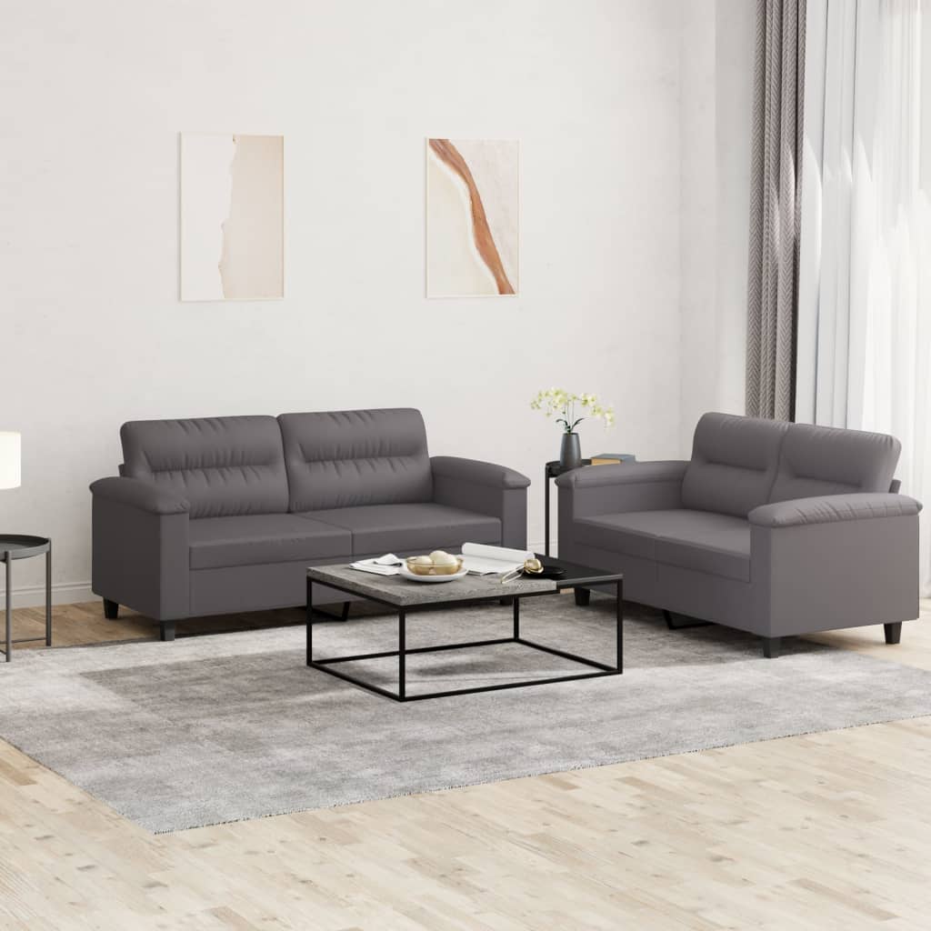 Set di Divani 2 pz con Cuscini Grigio in Similpelle | homemem39