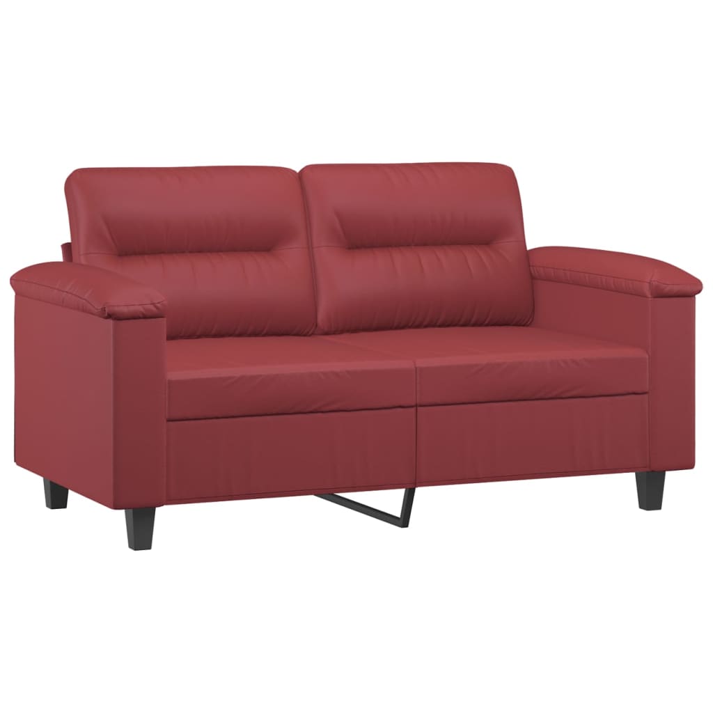 Set di Divani 2 pz con Cuscini Rosso Vino in Similpelle | homemem39