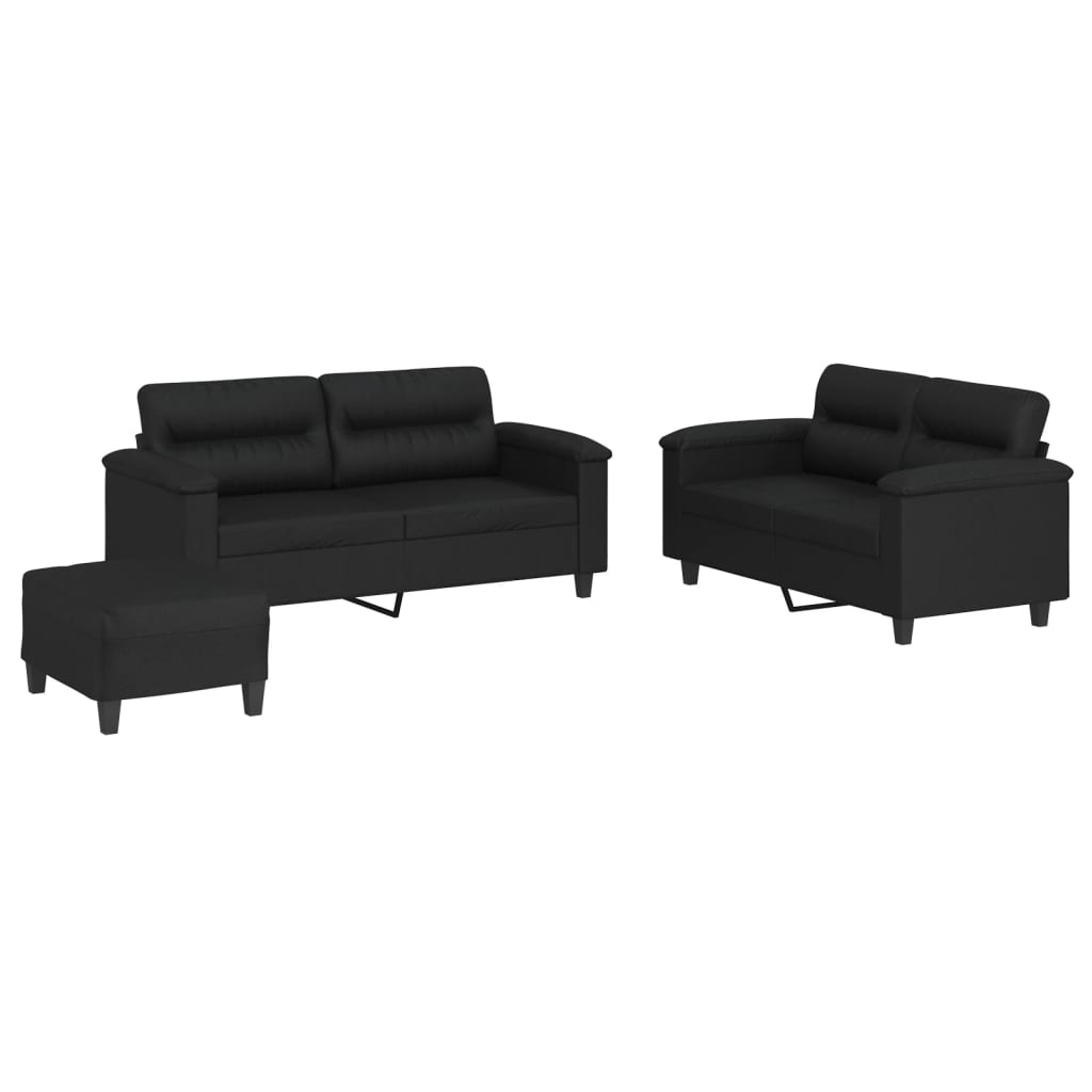 Set di Divani 3 pz con Cuscini Nero in Similpelle | homemem39