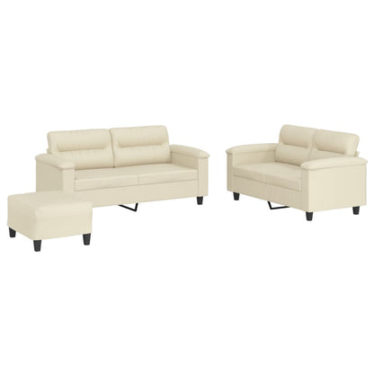 Set di Divani 3 pz con Cuscini crema in Similpelle | homemem39