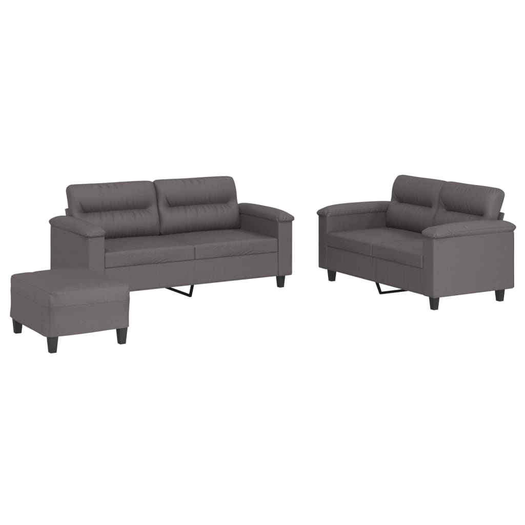 Set di Divani 3 pz con Cuscini Grigio in Similpelle | homemem39