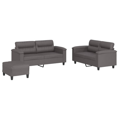 Set di Divani 3 pz con Cuscini Grigio in Similpelle | homemem39