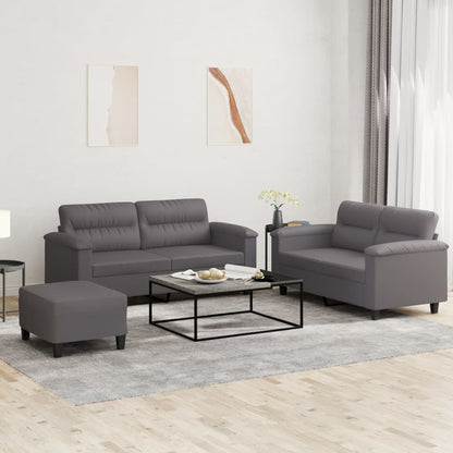 Set di Divani 3 pz con Cuscini Grigio in Similpelle | homemem39