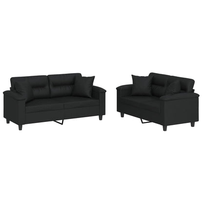 Set di Divani 2 pz con Cuscini Nero in Similpelle | homemem39