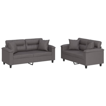 Set di Divani 2 pz con Cuscini Grigio in Similpelle | homemem39