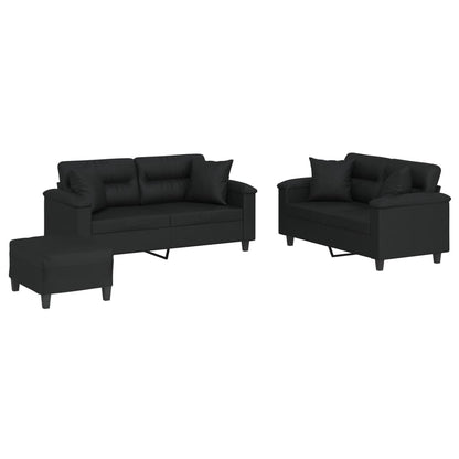 Set di Divani 3 pz con Cuscini Nero in Similpelle - homemem39