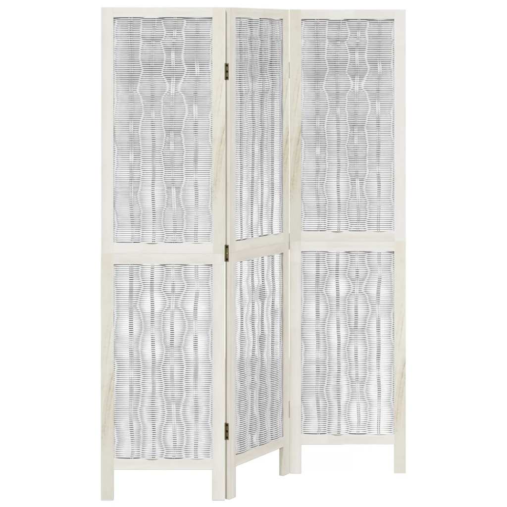Divisorio Ambienti 3Pannelli Bianco Legno Massello di Paulownia - homemem39