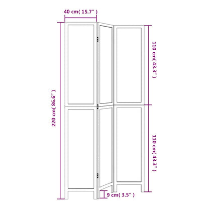 Divisorio Ambienti 3Pannelli Bianco Legno Massello di Paulownia - homemem39