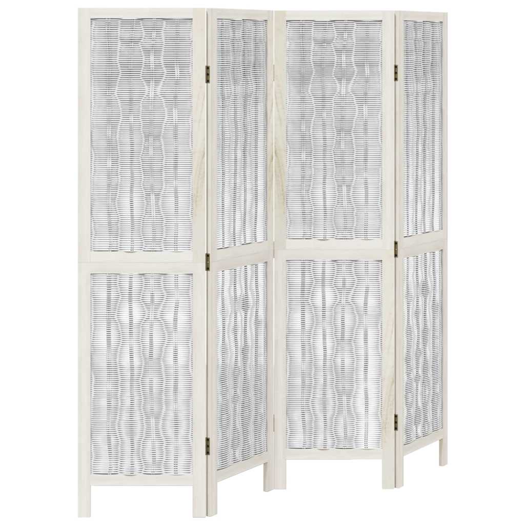 Divisorio Ambienti 4Pannelli Bianco Legno Massello di Paulownia | homemem39