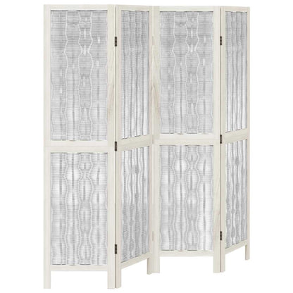 Divisorio Ambienti 4Pannelli Bianco Legno Massello di Paulownia - homemem39