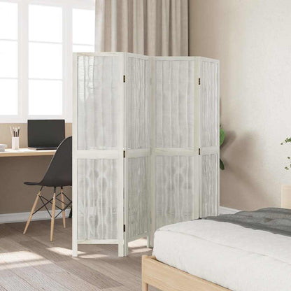 Divisorio Ambienti 4Pannelli Bianco Legno Massello di Paulownia | homemem39