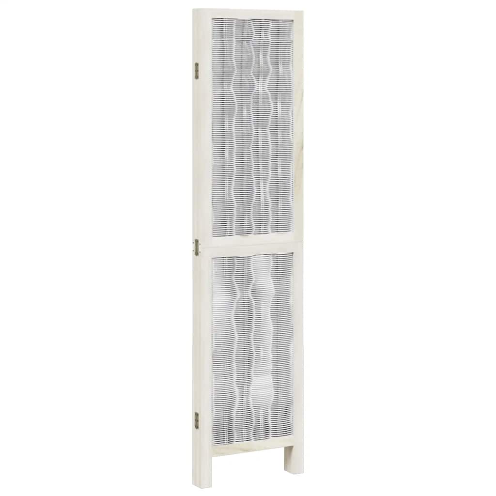 Divisorio Ambienti 4Pannelli Bianco Legno Massello di Paulownia - homemem39