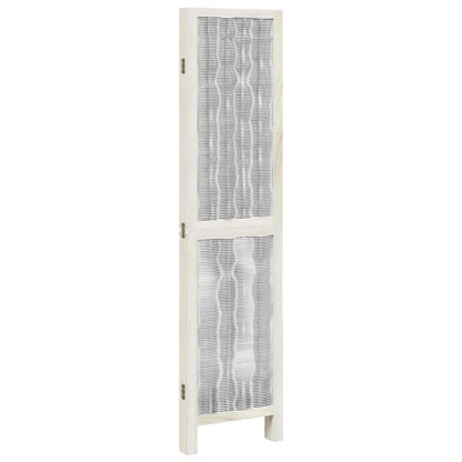 Divisorio Ambienti 4Pannelli Bianco Legno Massello di Paulownia - homemem39