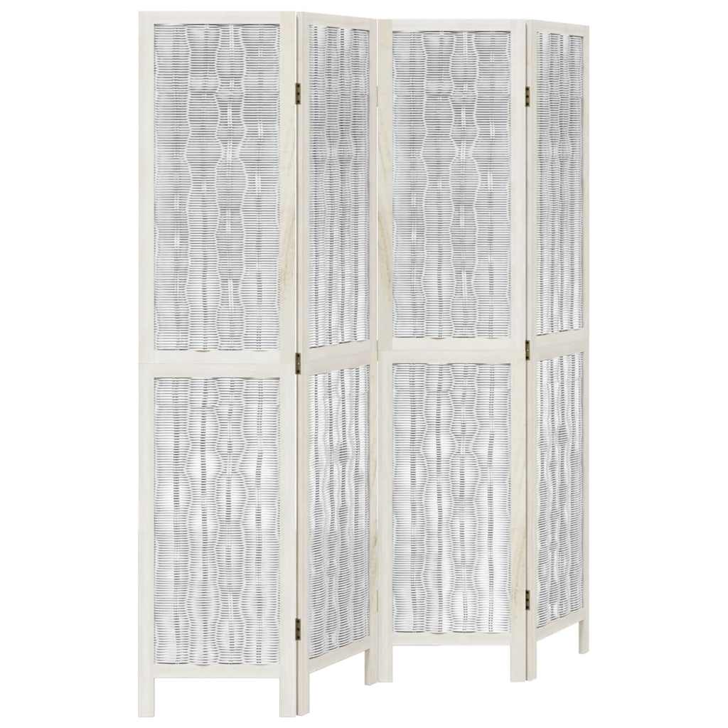 Divisorio Ambienti 4Pannelli Bianco Legno Massello di Paulownia - homemem39