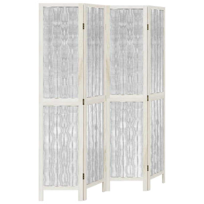 Divisorio Ambienti 4Pannelli Bianco Legno Massello di Paulownia - homemem39