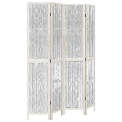 Divisorio Ambienti 4Pannelli Bianco Legno Massello di Paulownia - homemem39