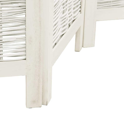 Divisorio Ambienti 4Pannelli Bianco Legno Massello di Paulownia - homemem39
