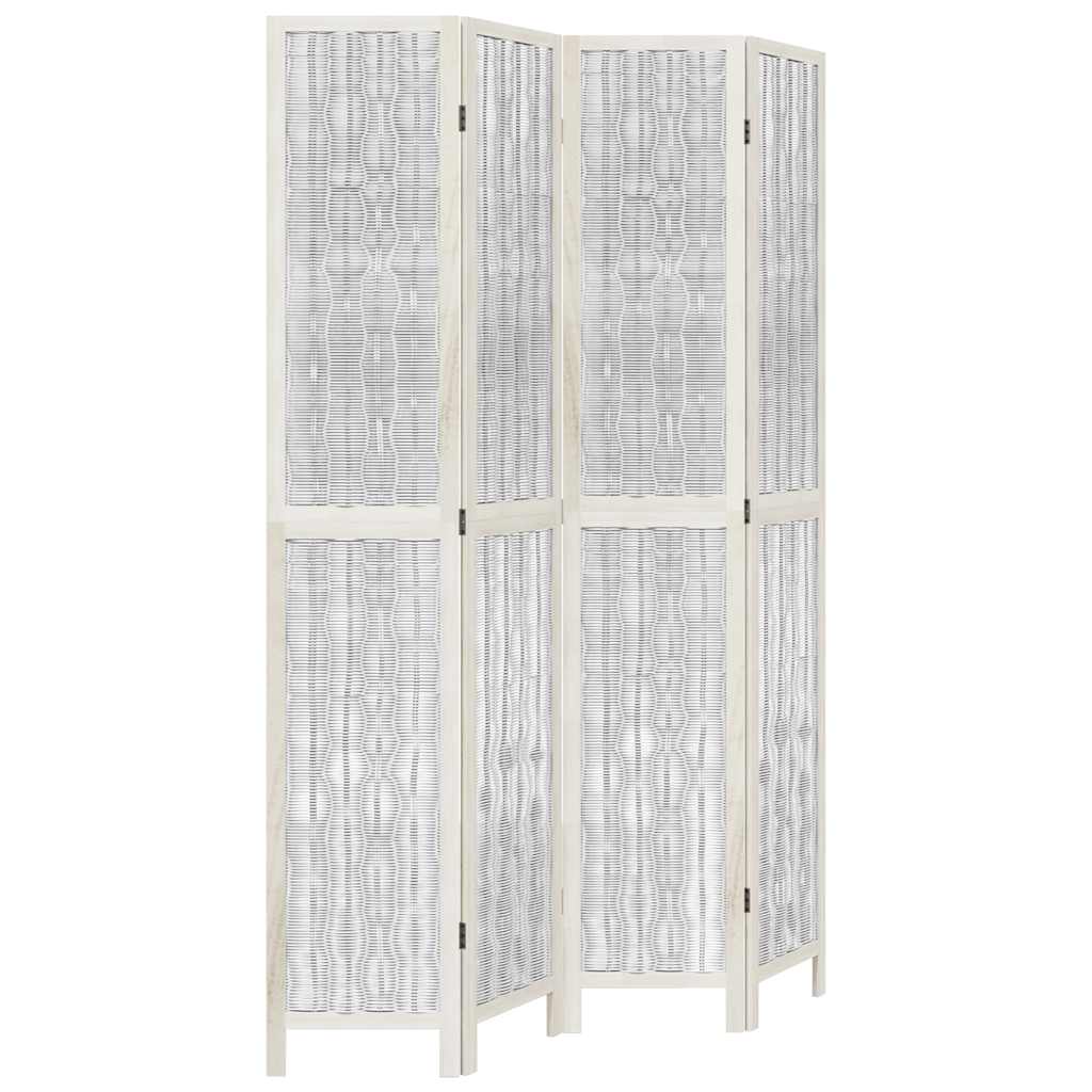 Divisorio Ambienti 4Pannelli Bianco Legno Massello di Paulownia - homemem39