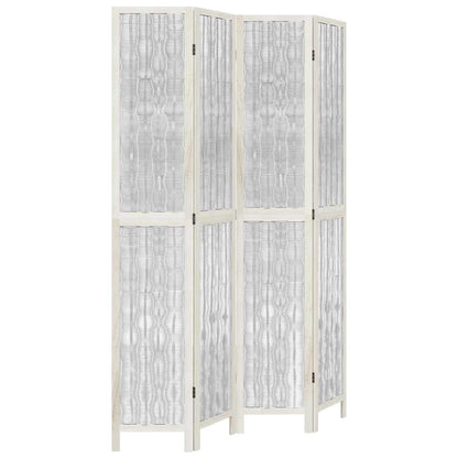 Divisorio Ambienti 4Pannelli Bianco Legno Massello di Paulownia - homemem39