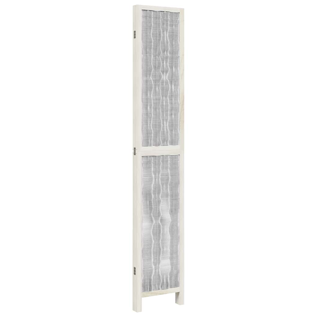 Divisorio Ambienti 4Pannelli Bianco Legno Massello di Paulownia - homemem39